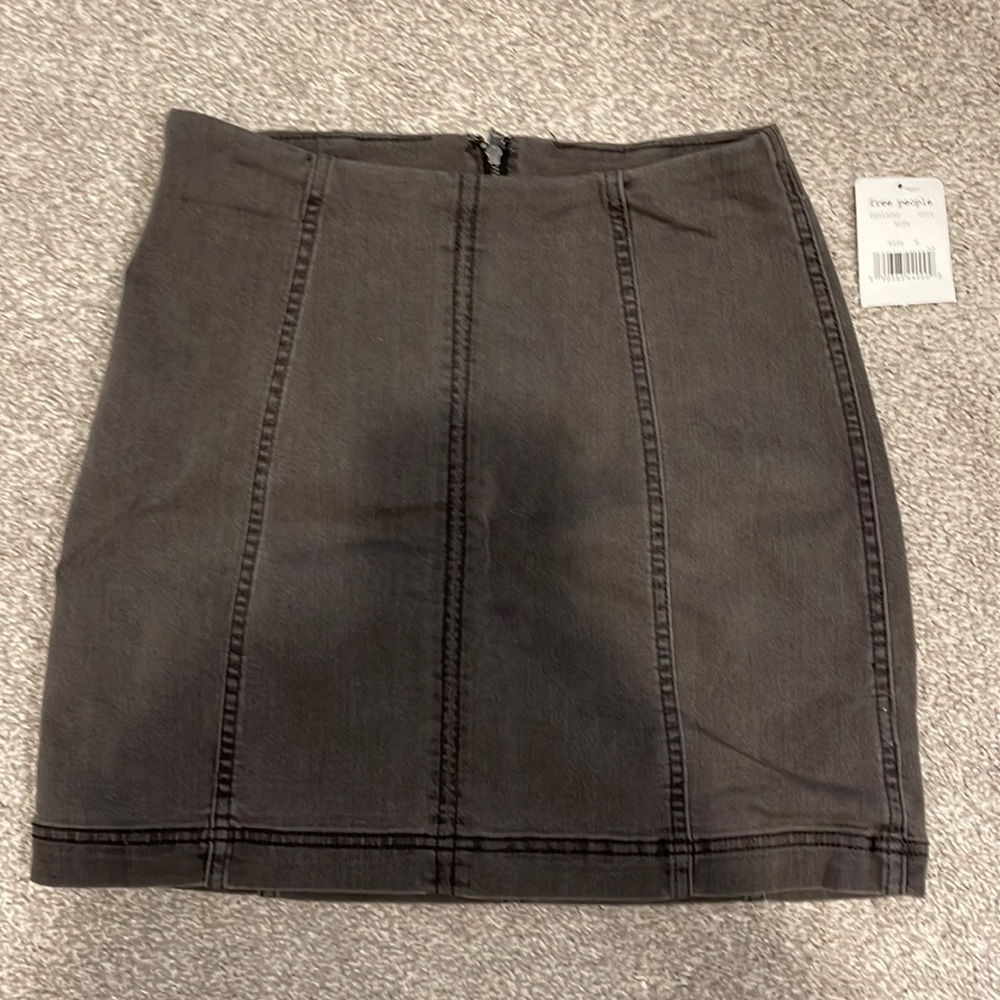 NWT Free People gray denim high waisted skirt size 6